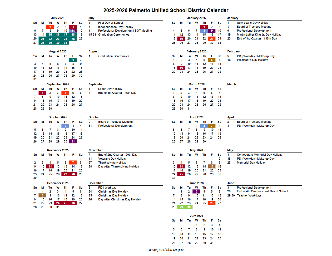 Board Approved Calendar